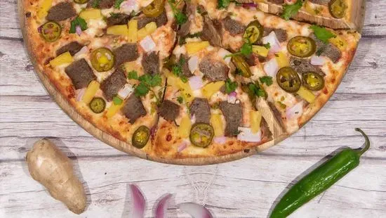 Halal Spicy Beef Lamb Kabob Pizza Twist