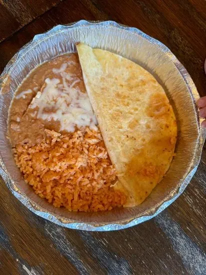 6. . Cheese Quesadilla with Rice and Beans