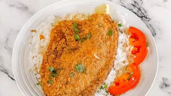 Fried Tilapia Filet Over Rice