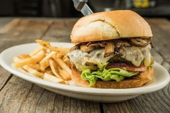 Mushroom Swiss Steak Knife Burger