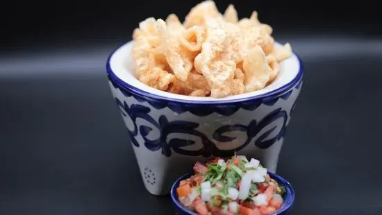 Chicharron and salsa mexicana