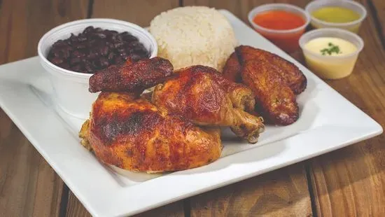 4. 1/2 chicken with rice , beans , plantains and soda