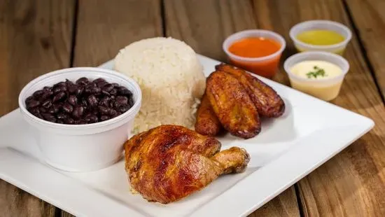 3. 1/4 Chicken with rice and beans, plantain and soda