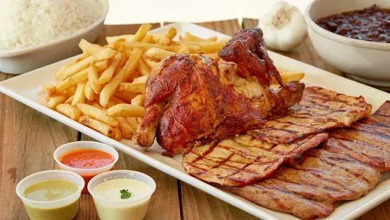 1. Half Chicken, Grilled Steak (½ Lb.) & Grilled Pork ( ½ Lb.)