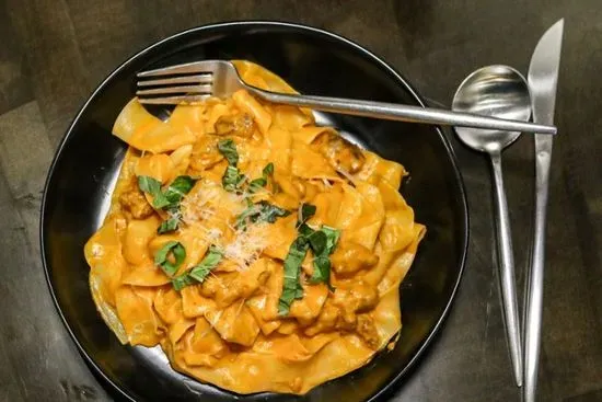 Vodka Pappardelle with Italian Sausage