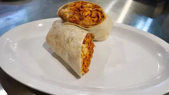 Scrambled mexican eggs burrito