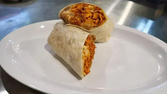 Scrambled eggs with ham burrito