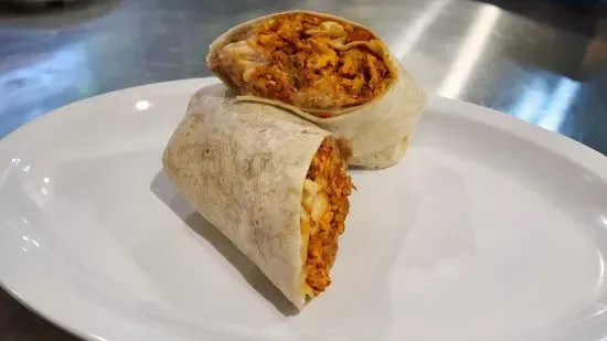 Scrambled eggs with chorizo burrito