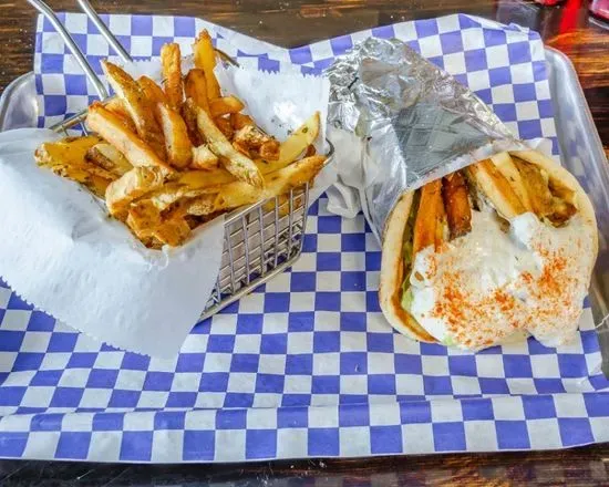 Vegan Beyond "Meat" Gyro COMBO(w/ Vegan Tzatziki)[NO feta on salad]