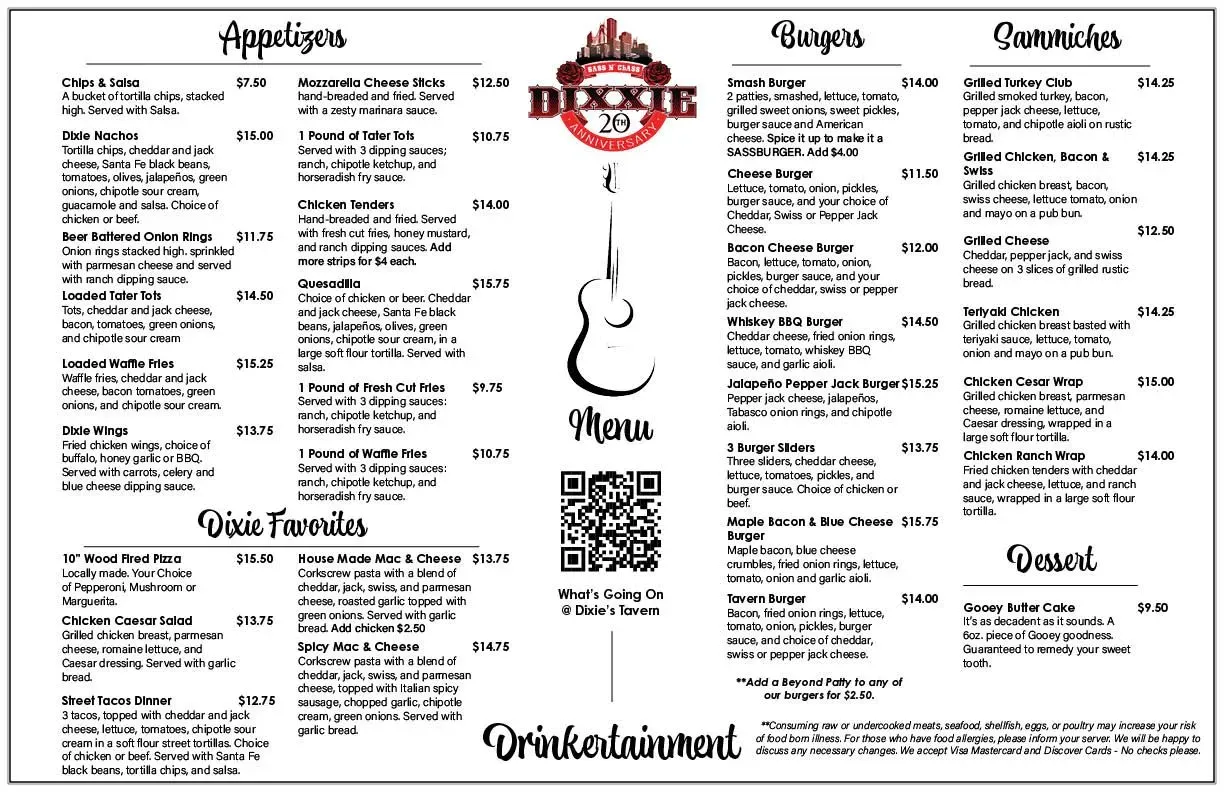 Dixie Food Menu