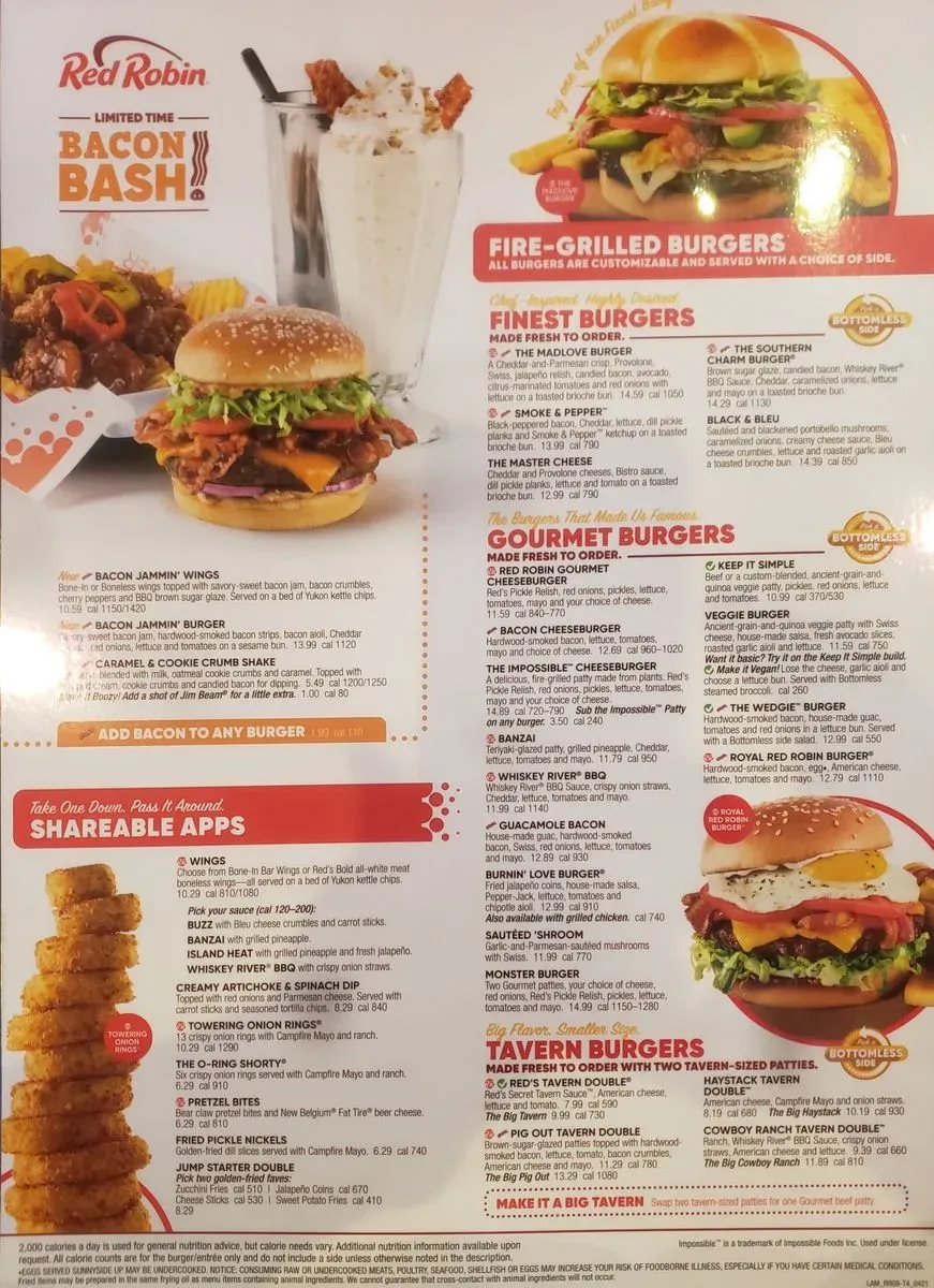 Red Robin Burger Menu, Gourmet Burgers & Brews