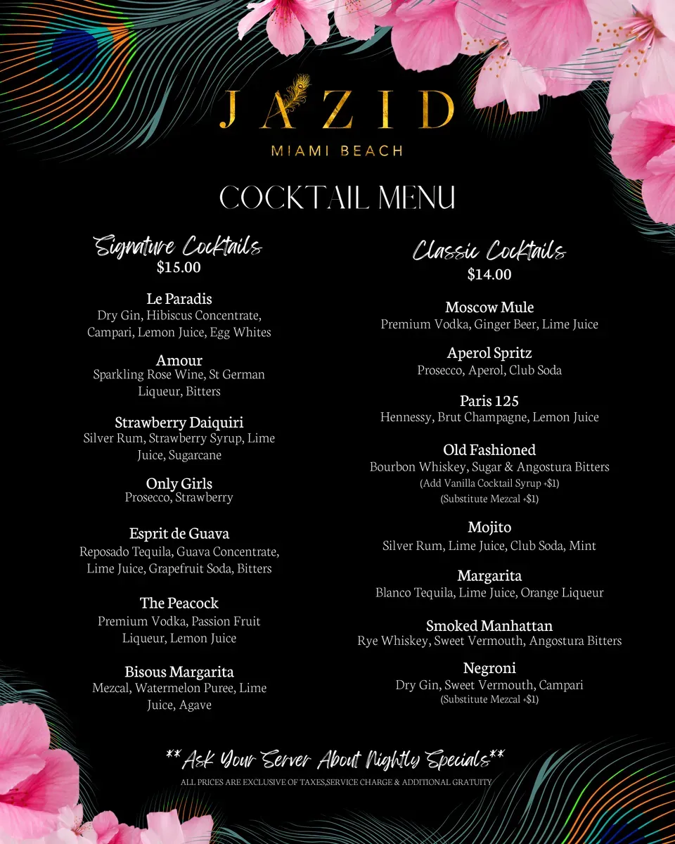 BAROOM CLUB Menu | Miami Beach, FL | Checkle