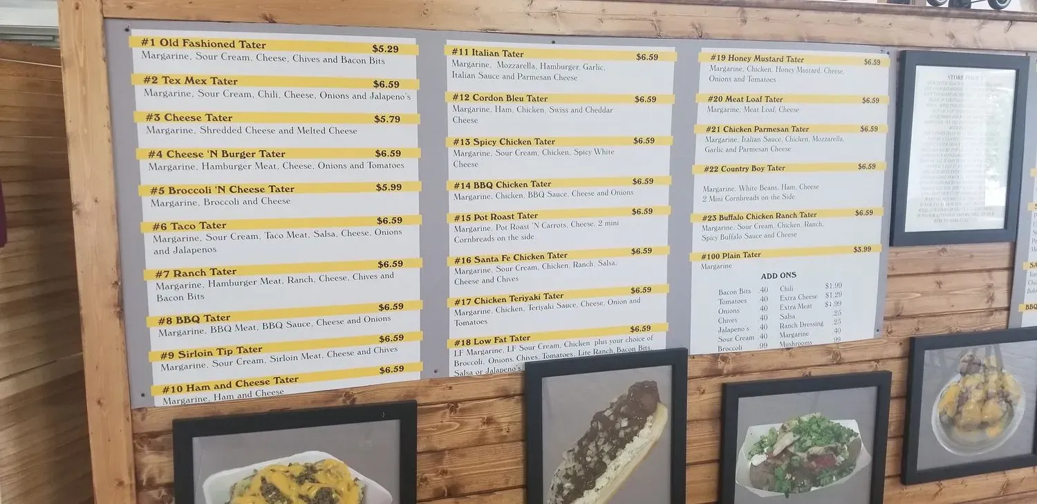 Tater Shack Menu - Updated November 2025