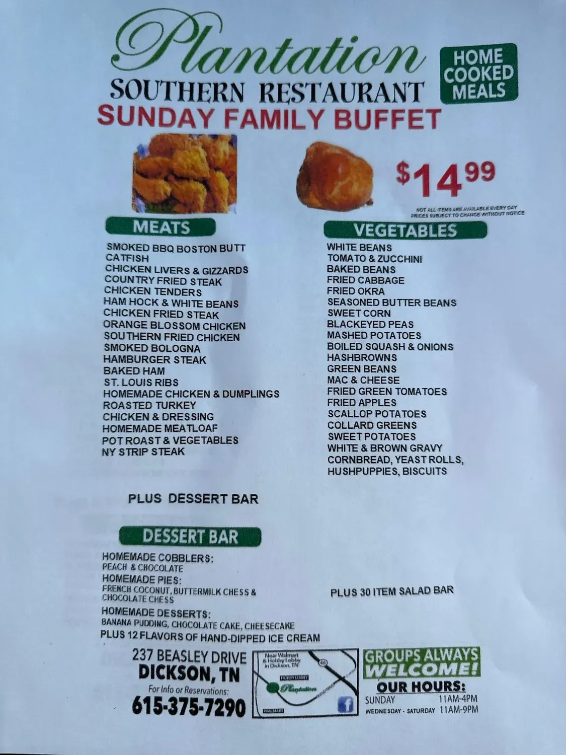 The Manor at Dickson Menu - Updated November 2025