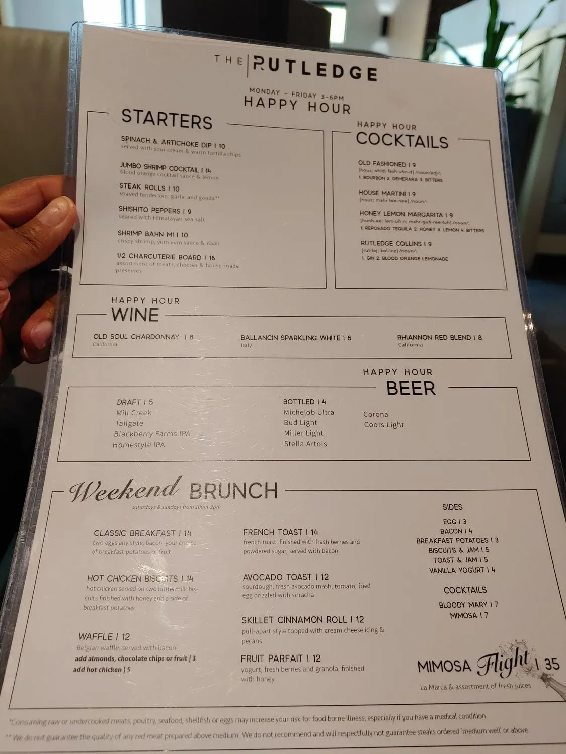 The Rutledge Menu - Updated November 2025