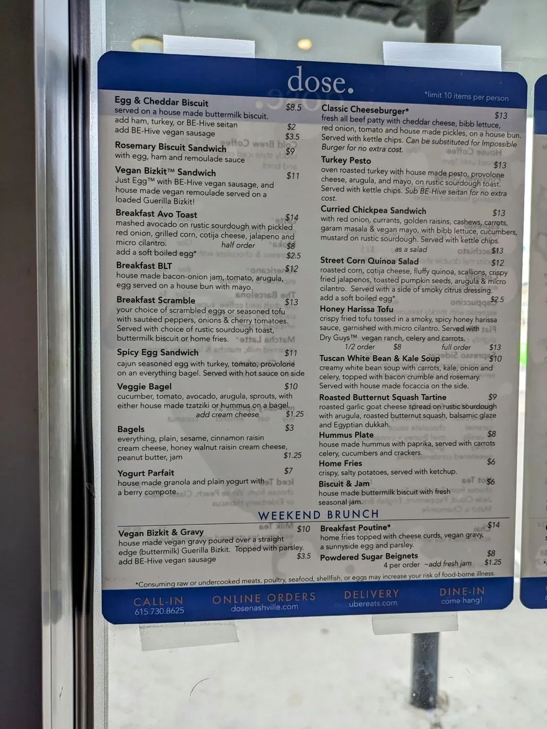 Dose Menu - Updated November 2025