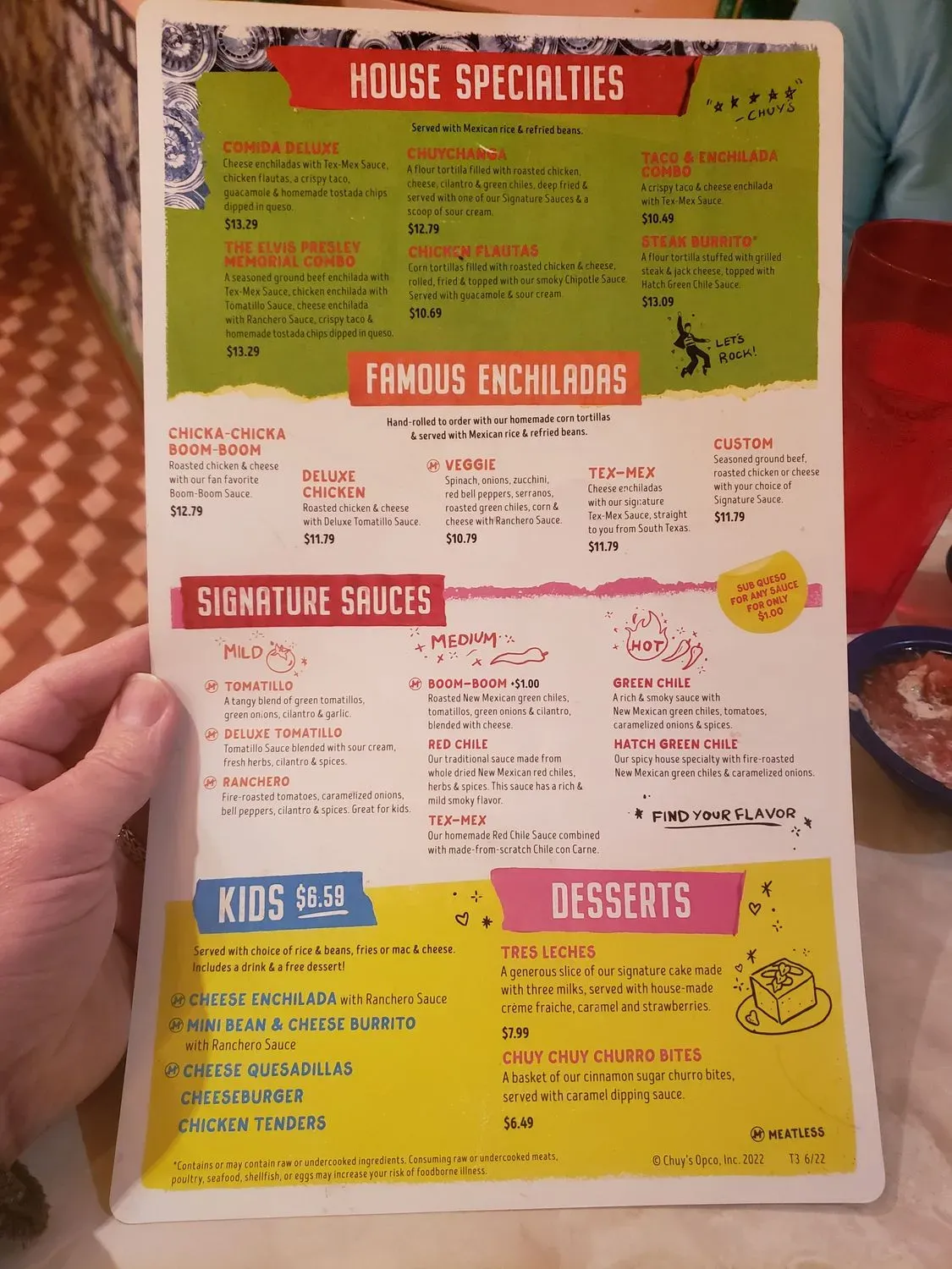 Chuy's Menu - Updated November 2025