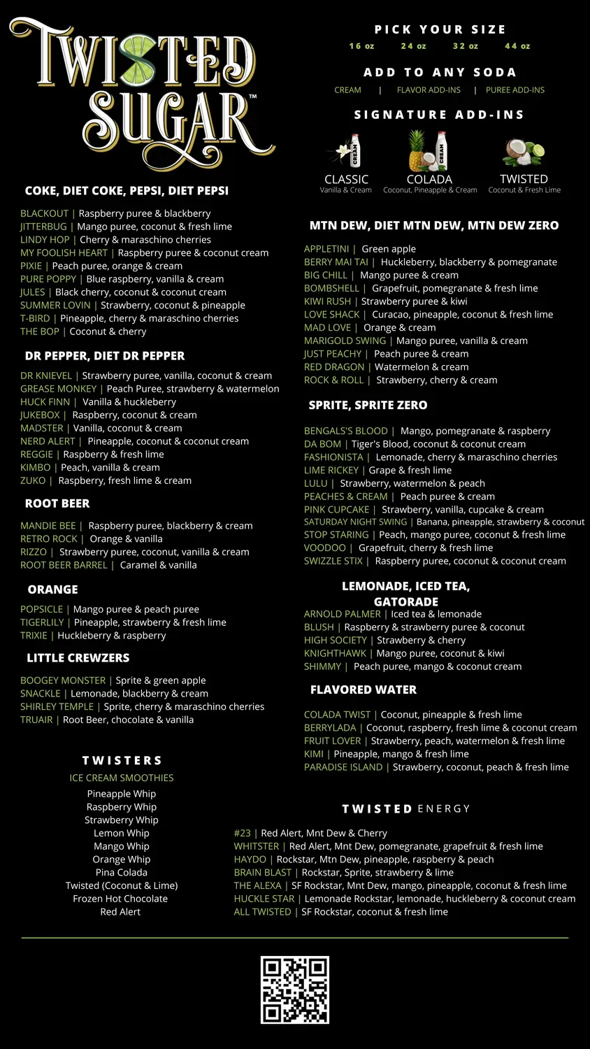 Twisted sugar menu discount