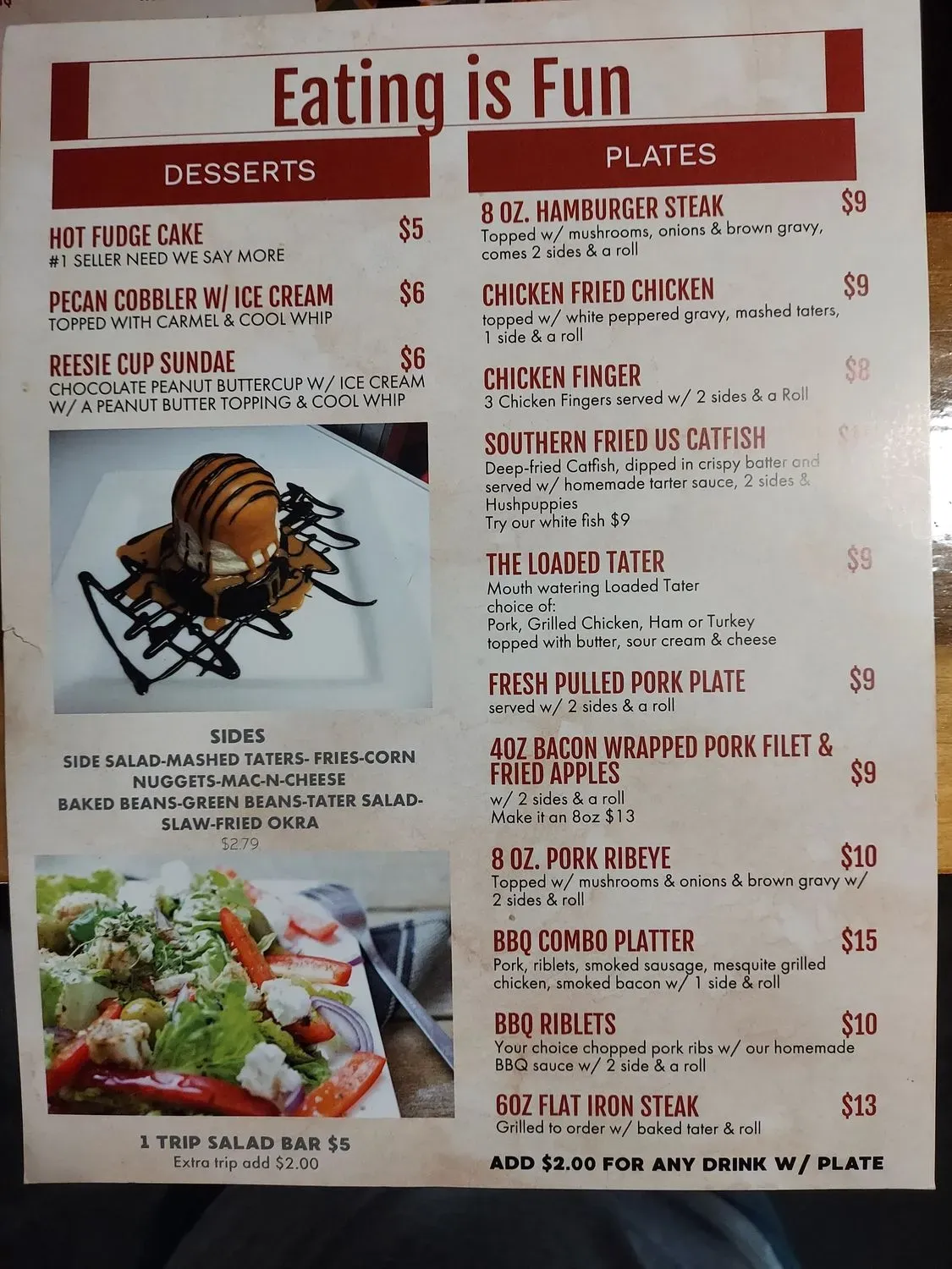 50 Taters Menu - Updated November 2025
