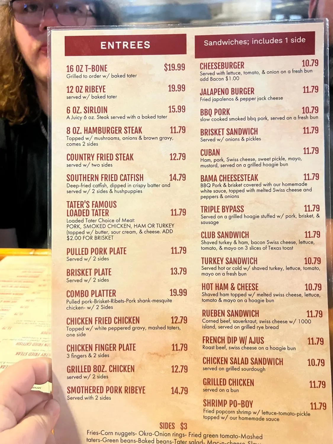 50 Taters Menu - Updated November 2025
