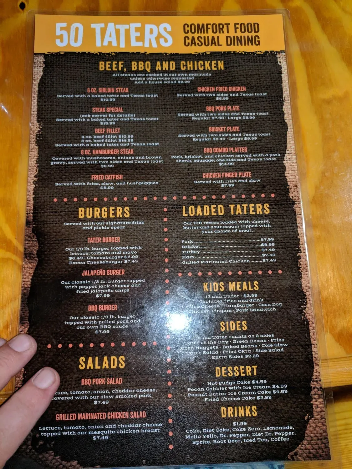 50 Taters Menu - Updated November 2025
