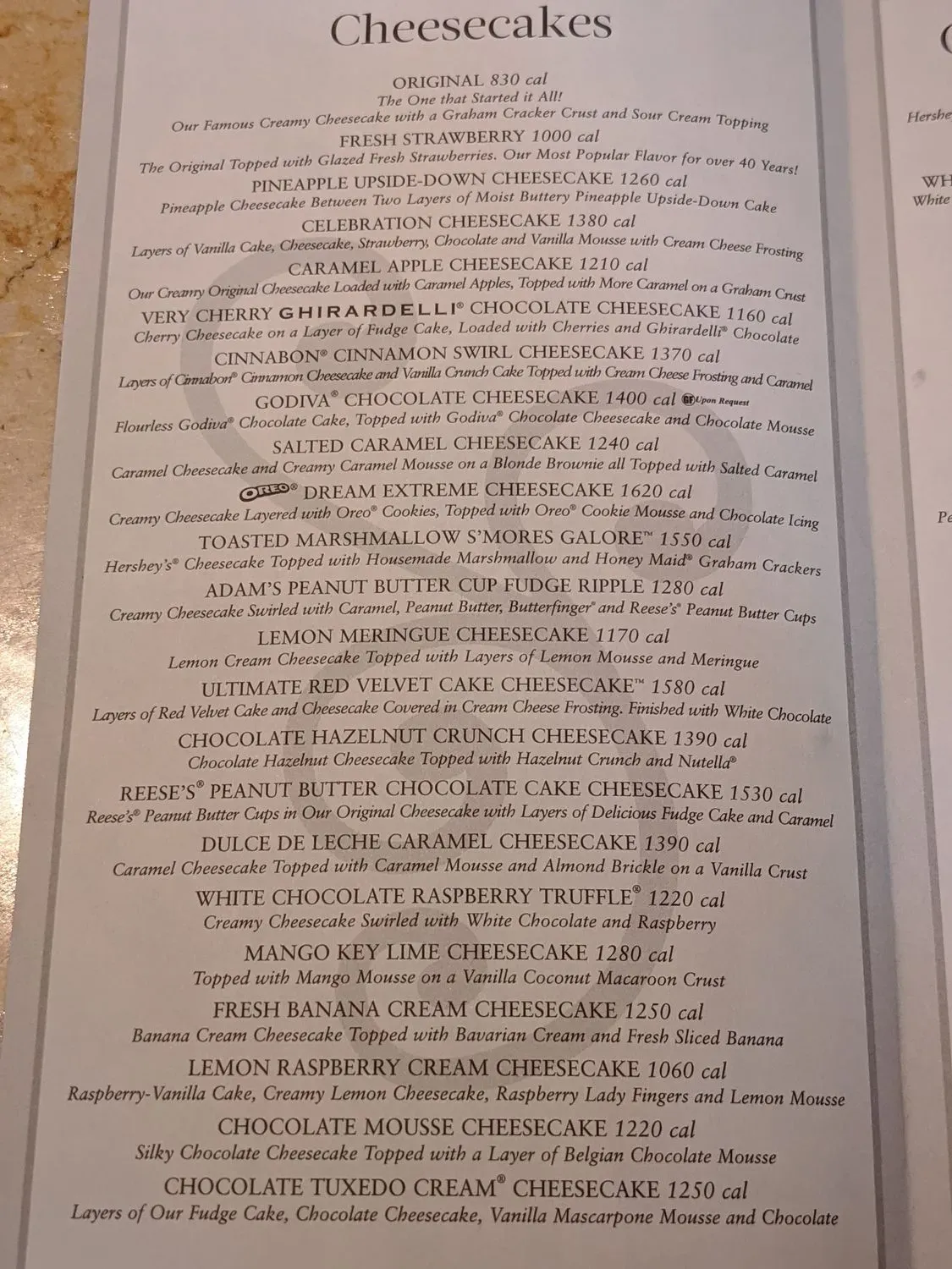 The Cheesecake Factory Menu - Updated November 2025