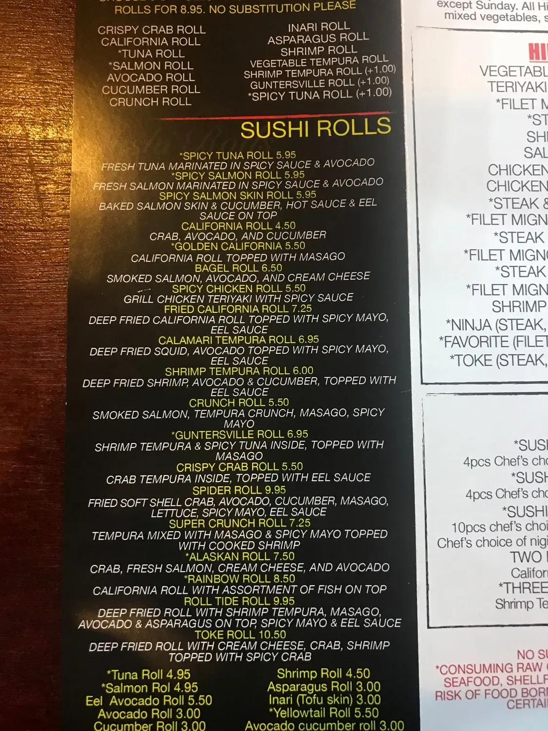 Toke Sushi Grill Menu - Updated November 2025