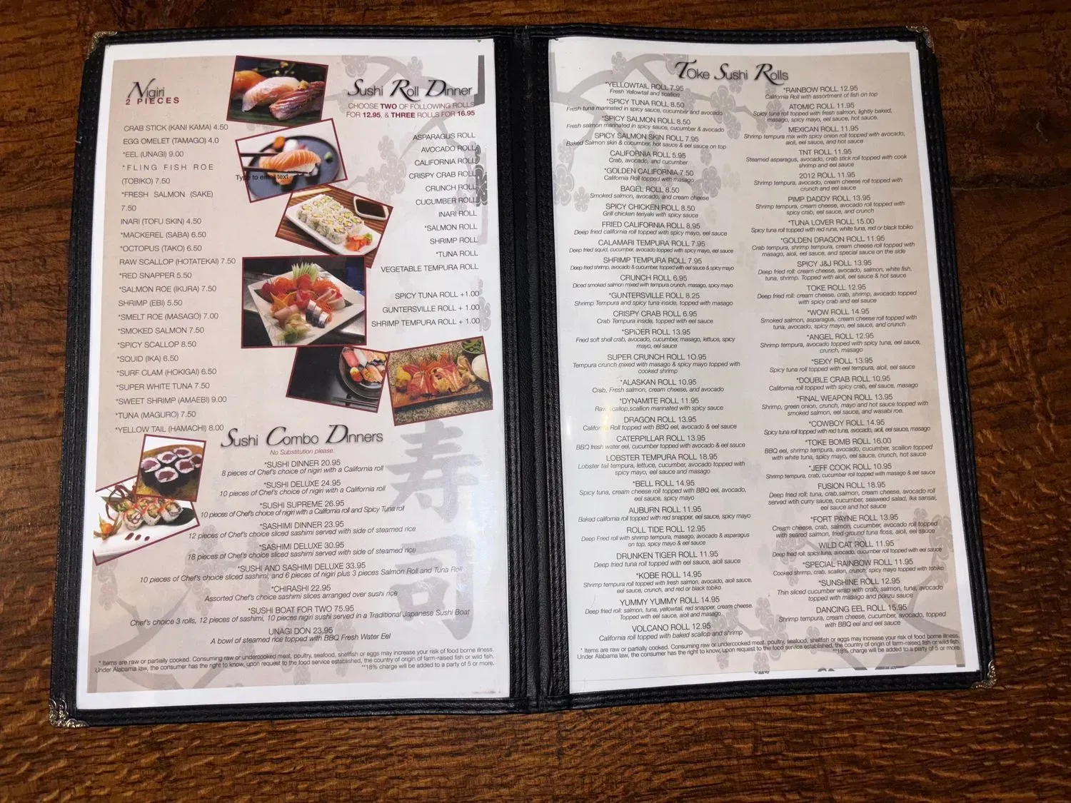 Toke Sushi Grill Menu - Updated November 2025