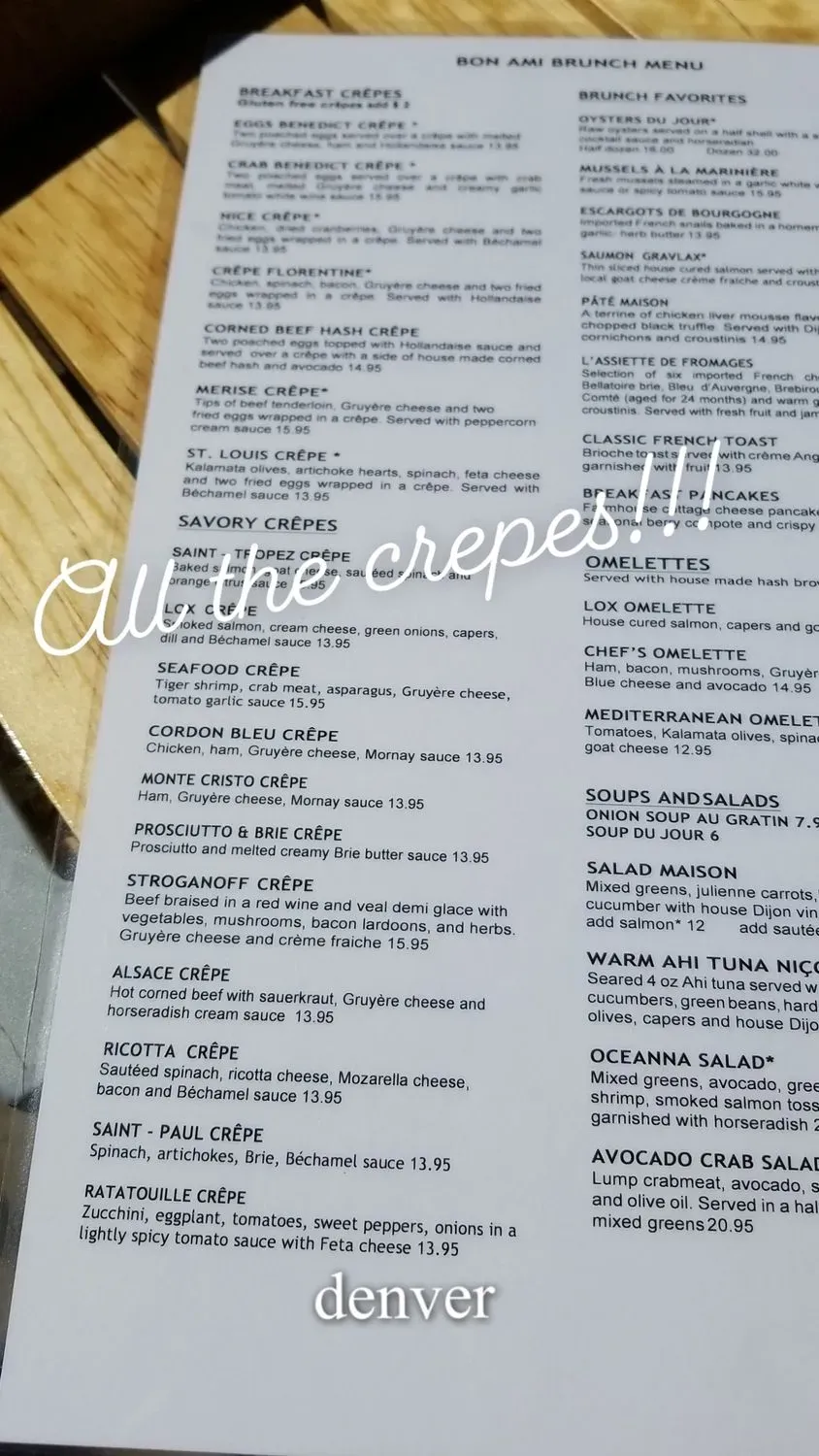 Bon Ami Menu - Updated November 2025