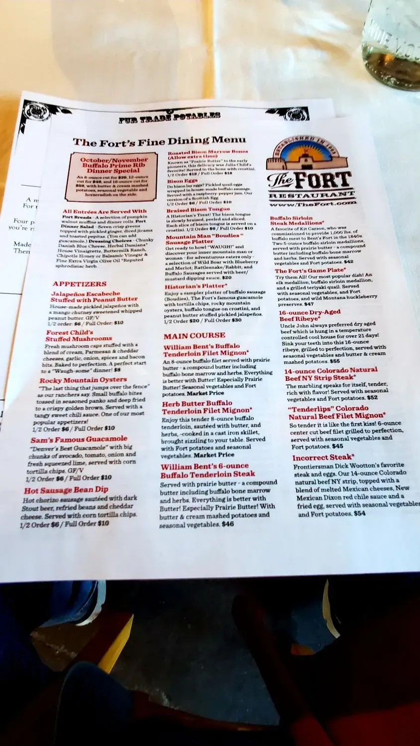 The Fort Menu - Updated November 2025