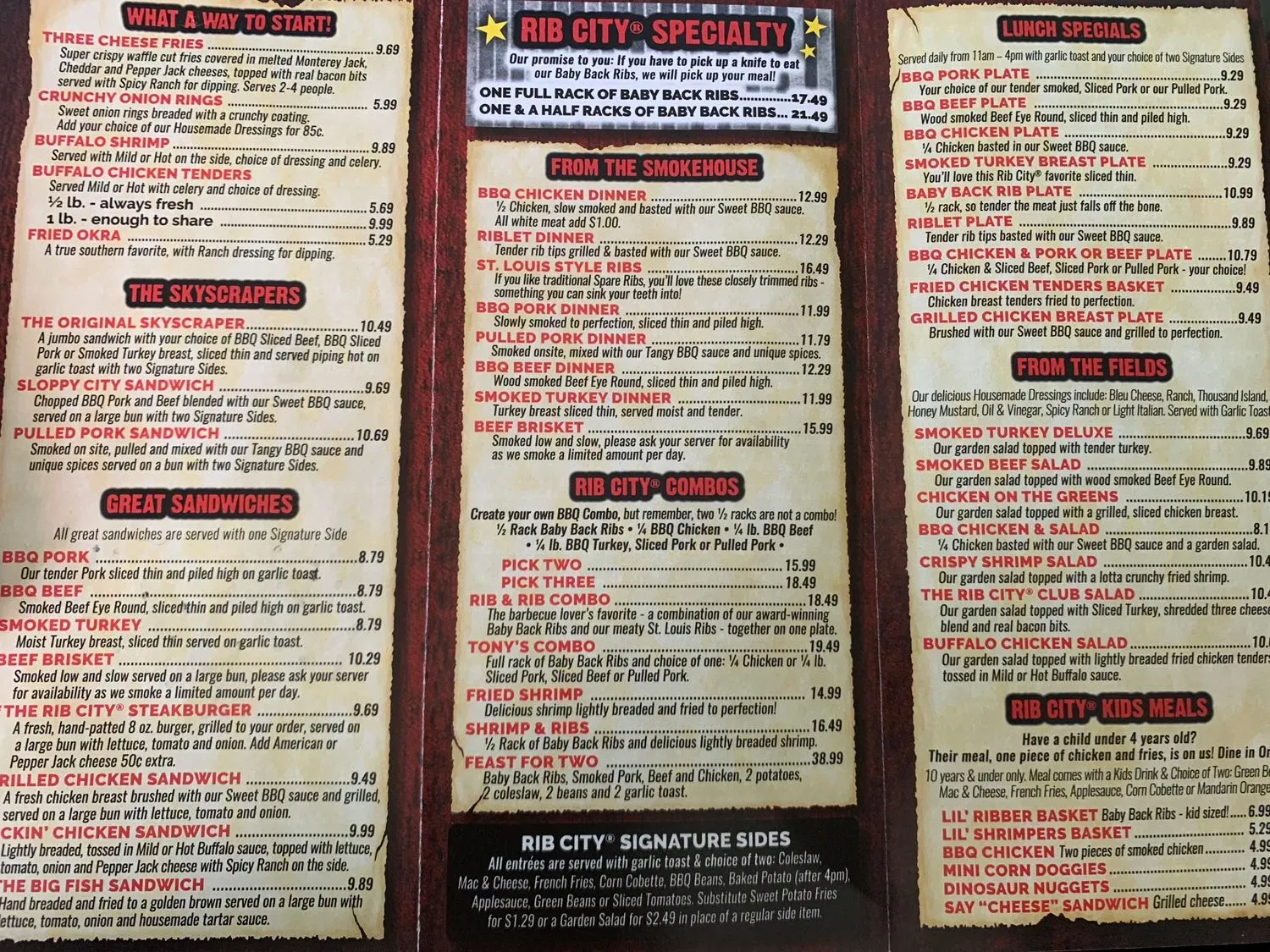 Rib City - Arvada Menu - Updated November 2025