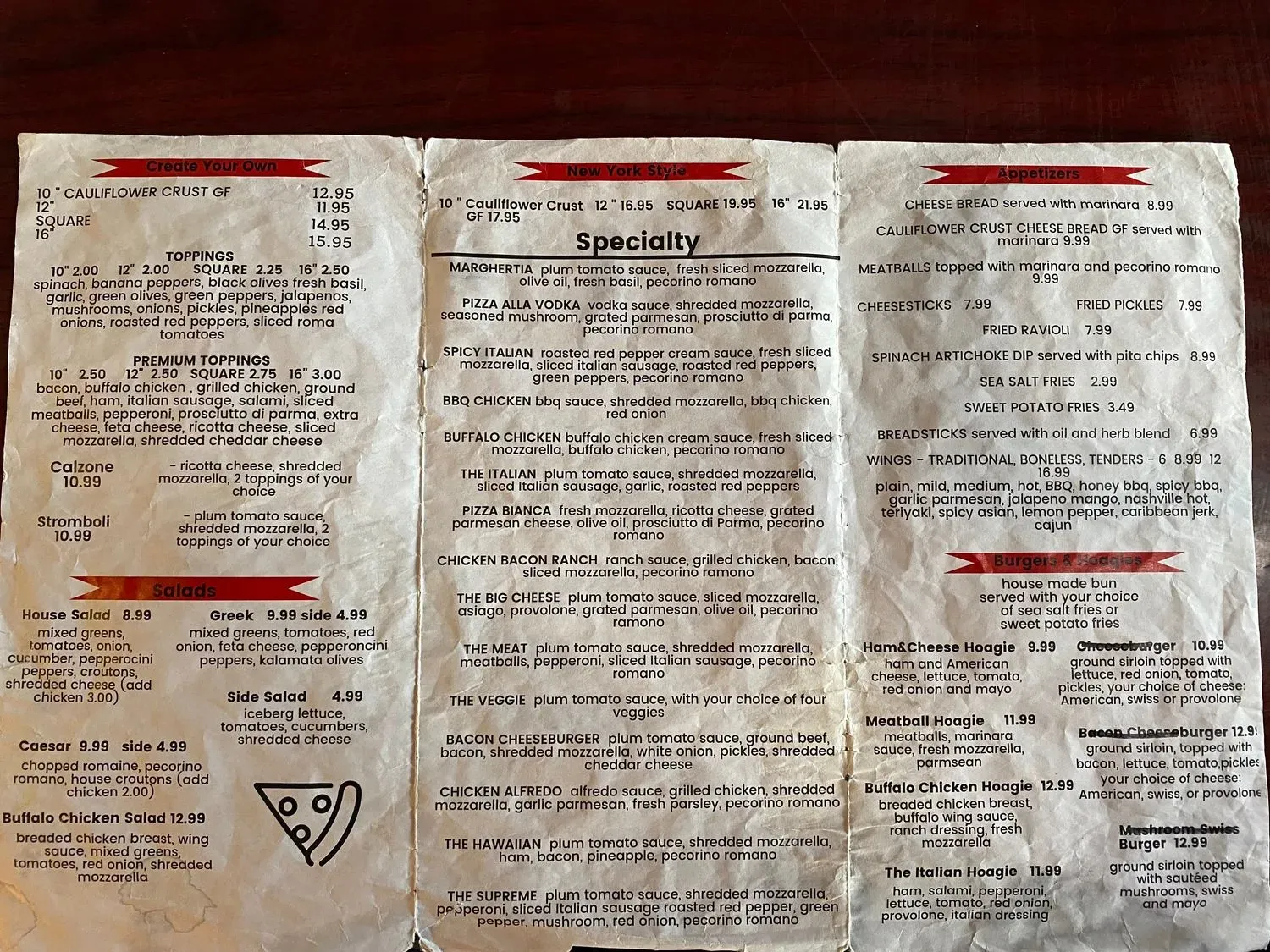 Pizza Ed Menu - Updated November 2025