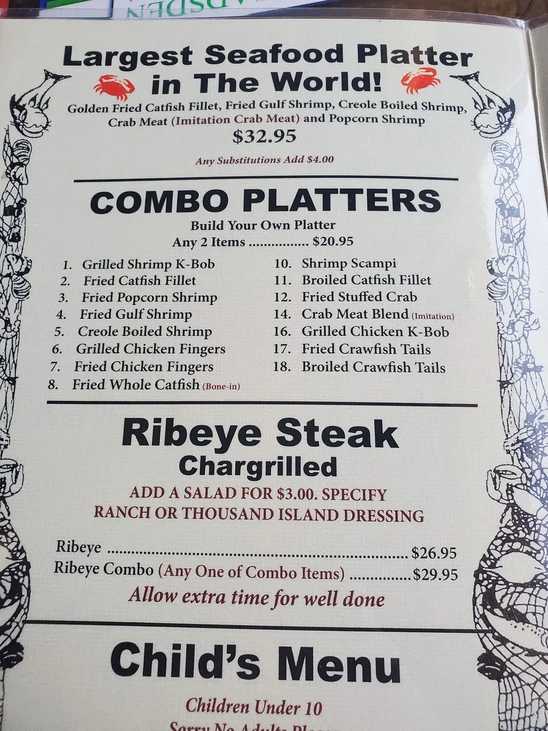 Top O' the River Menu - Updated November 2025