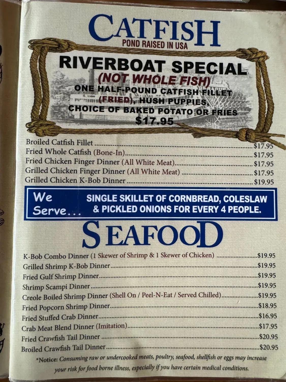 Top O' the River Menu - Updated November 2025