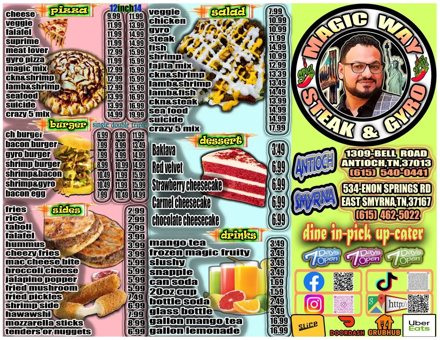 Magic Way Steak & Gyro Menu - Updated November 2025