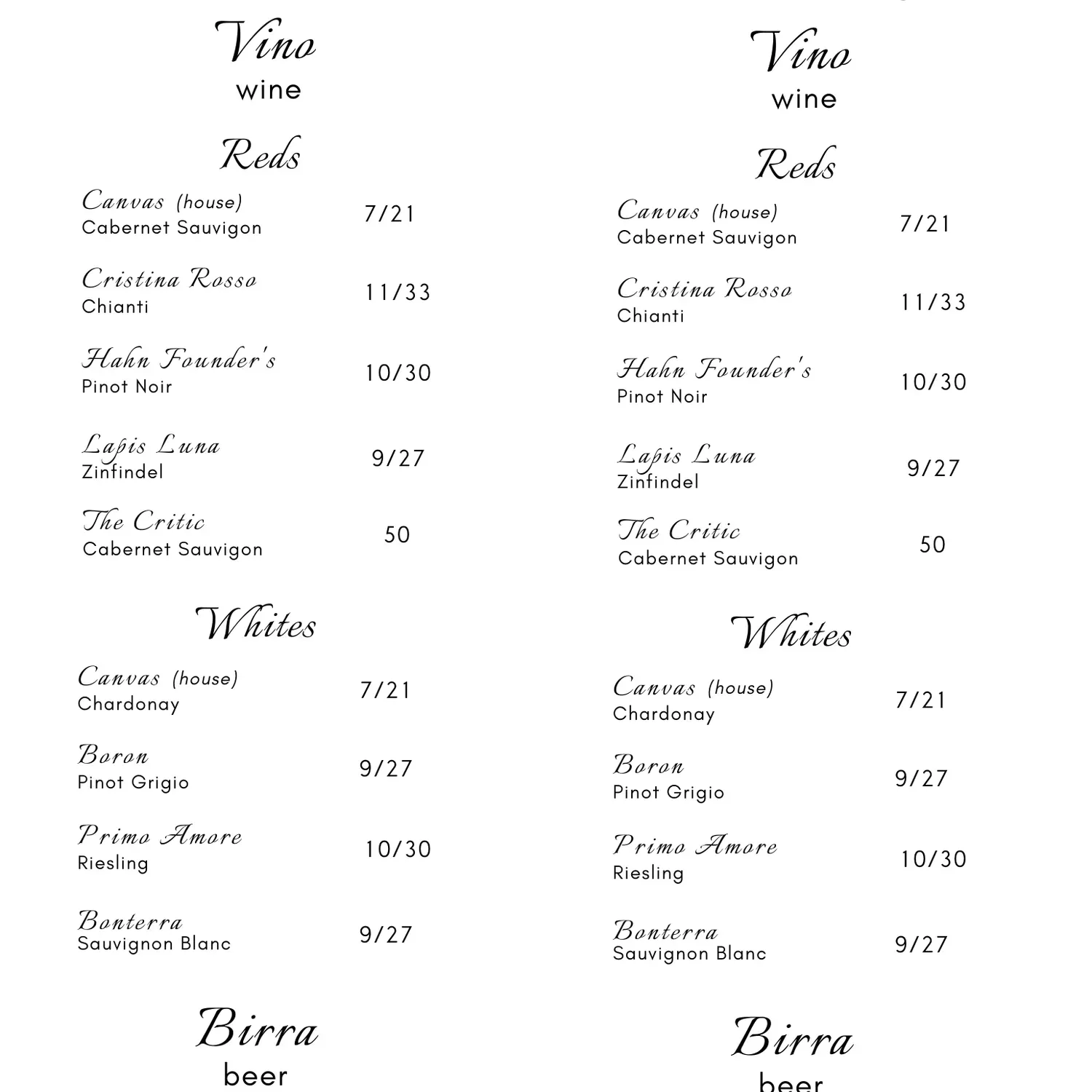 Menu 1