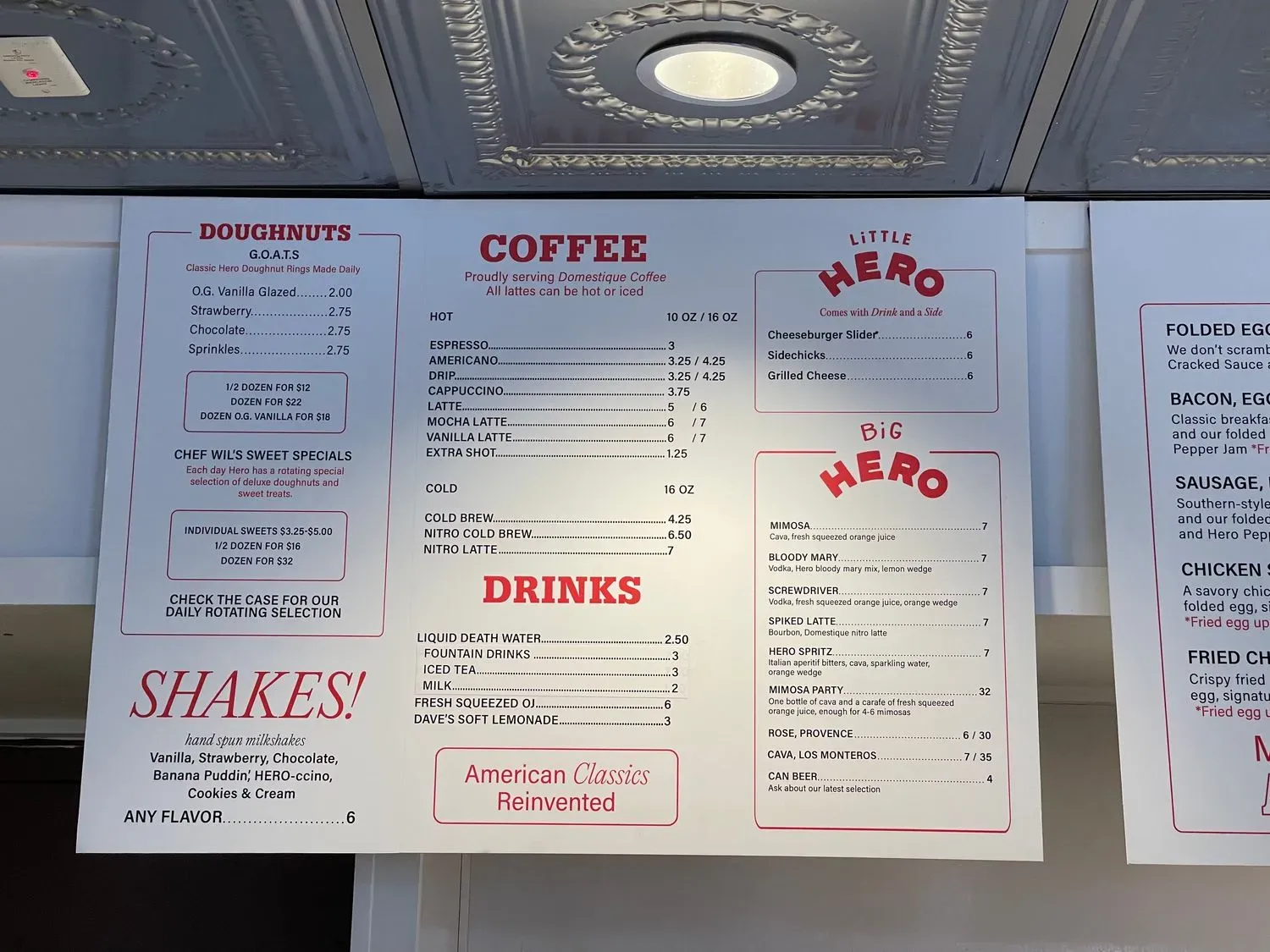 Hero Diner Menu - Updated November 2025