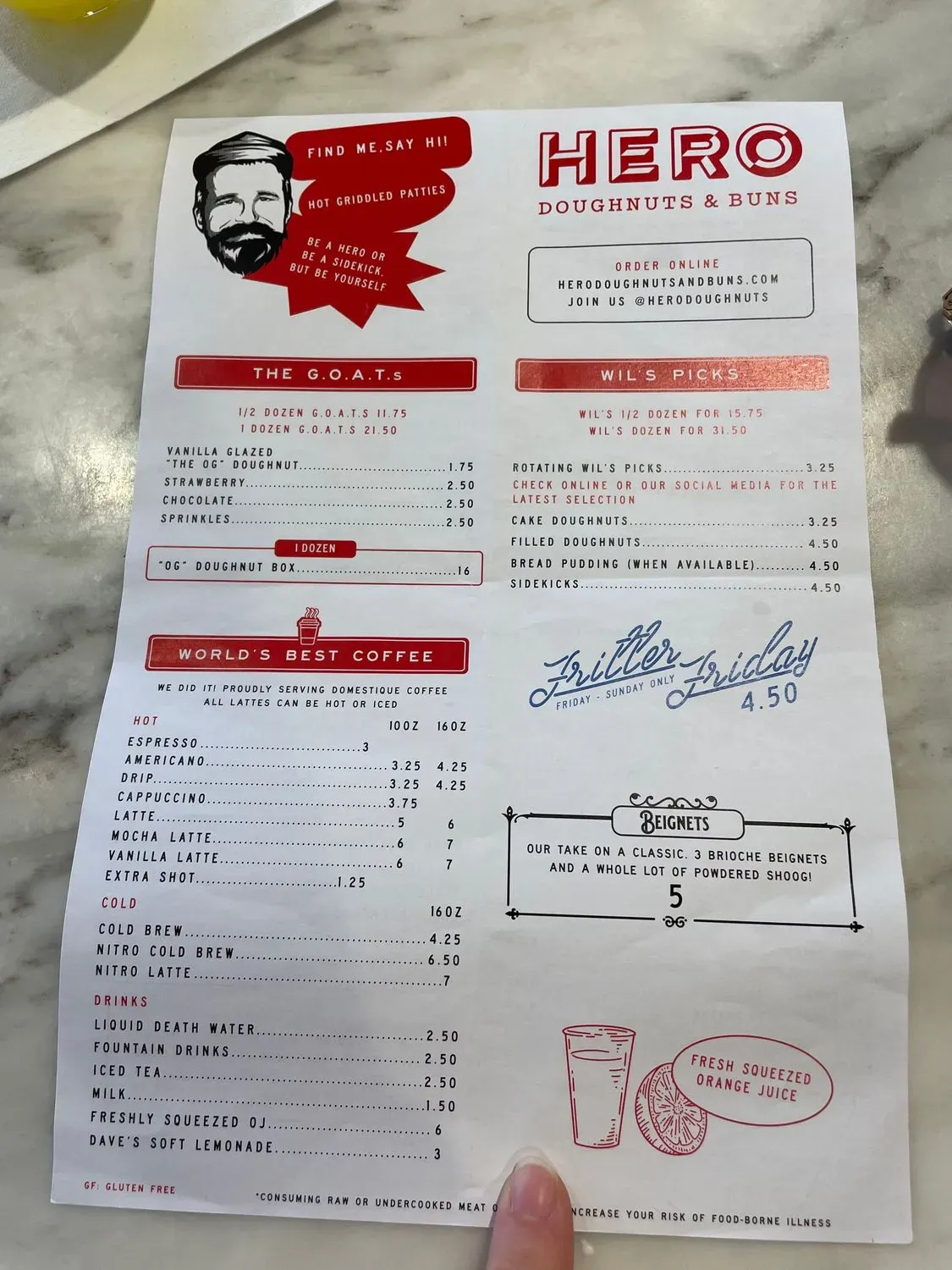 Hero Diner Menu - Updated November 2025