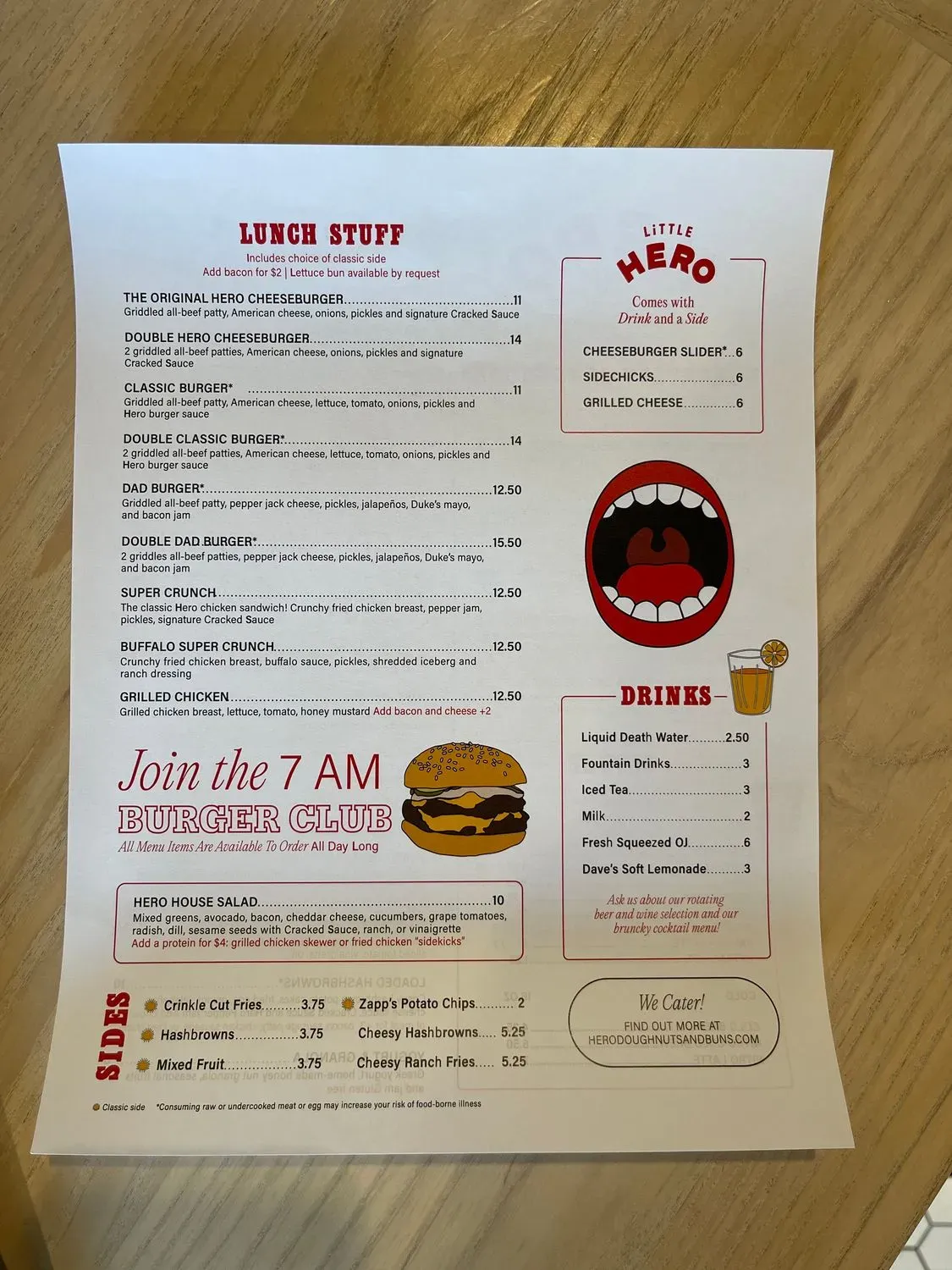 Hero Diner Menu - Updated November 2025