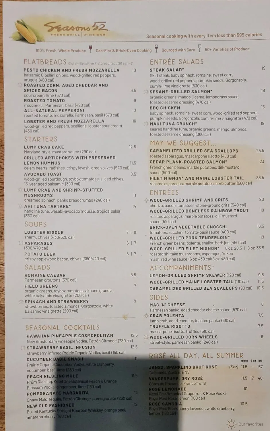 Seasons 52 Menu - Updated November 2025