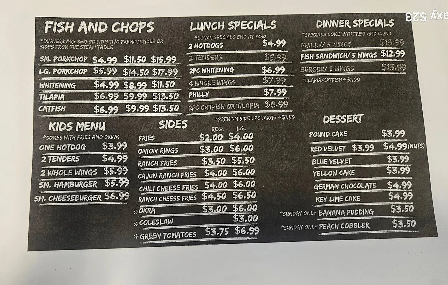 Ruth's Cafe Menu - Updated November 2025
