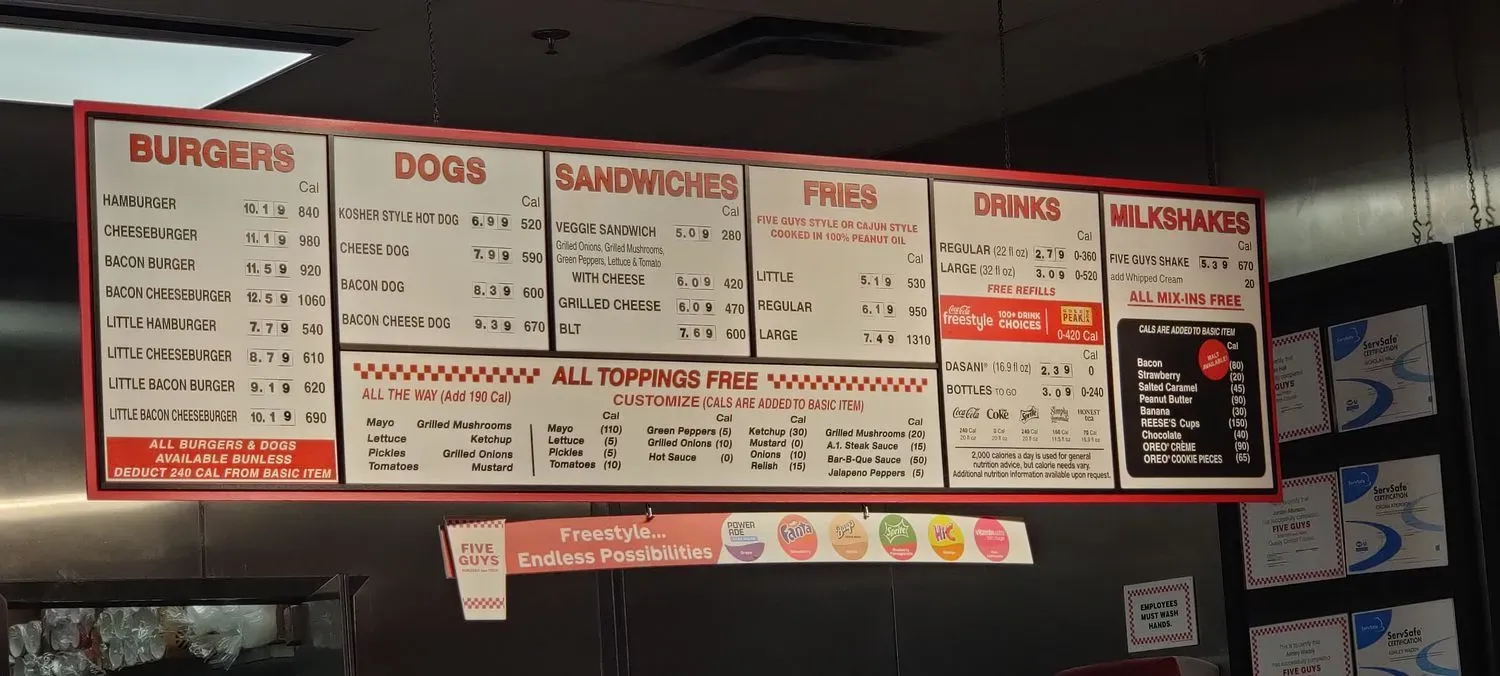 Five Guys Menu - Updated November 2025