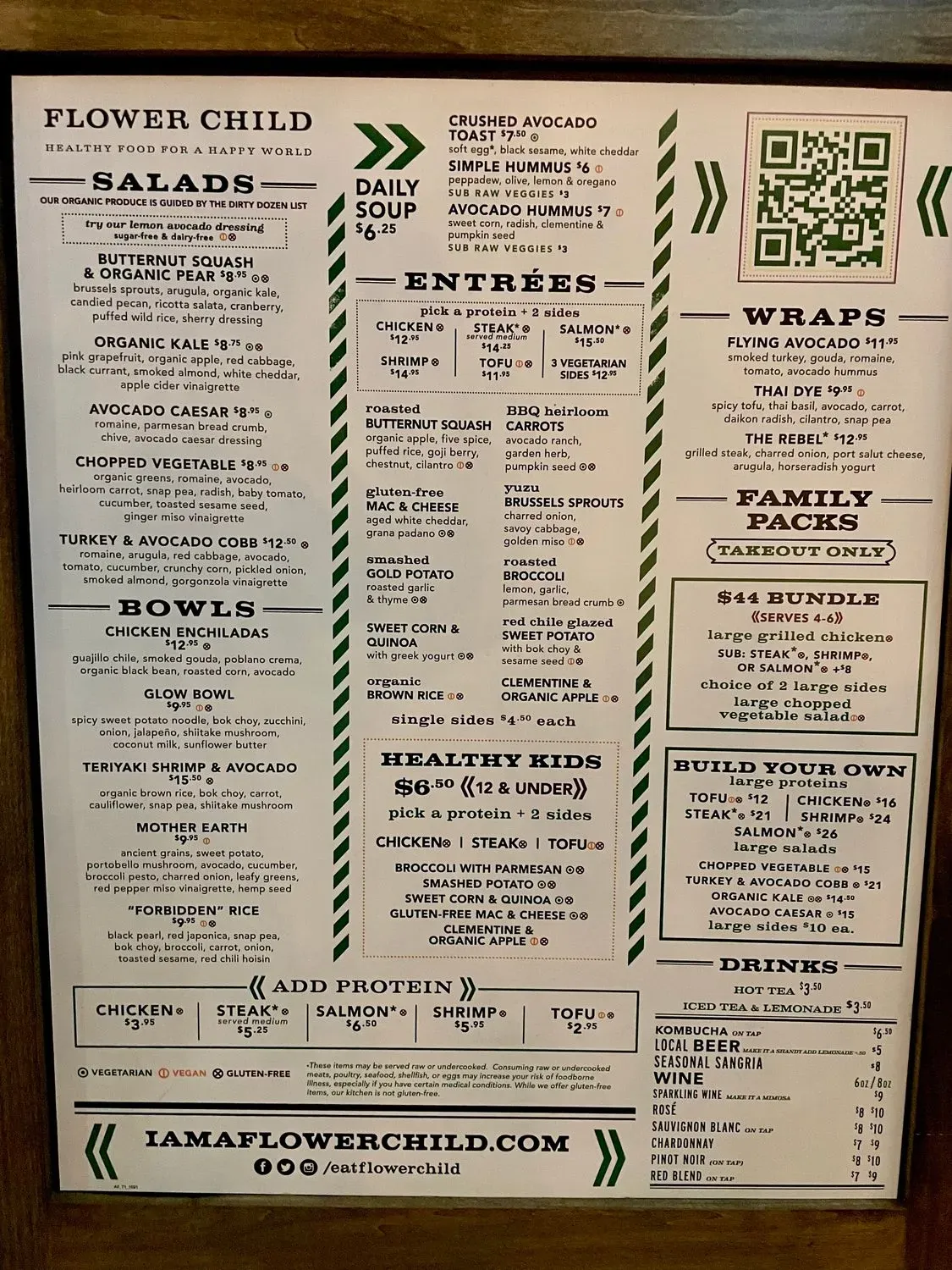 Flower Child Menu - Updated November 2025