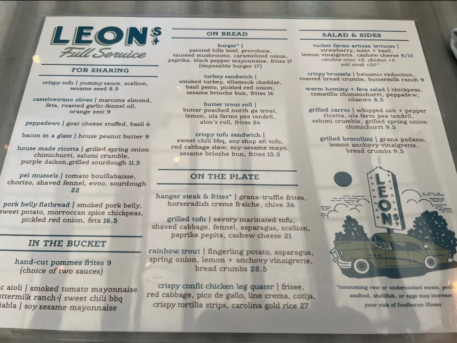 LEON's Full Service Menu - Updated November 2025