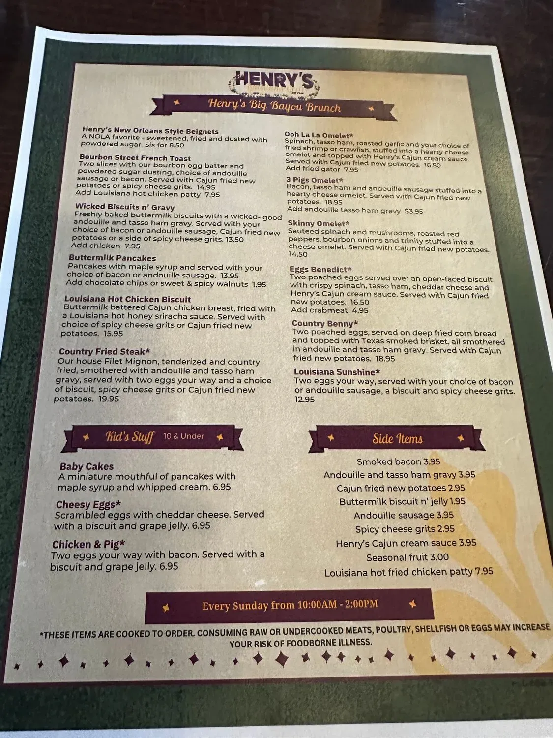 Henry's Louisiana Grill Menu - Updated November 2025