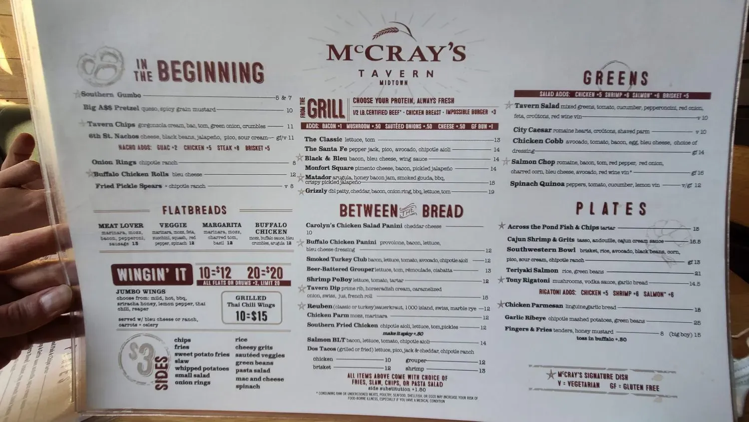 McCray's Tavern Menu - Updated November 2025