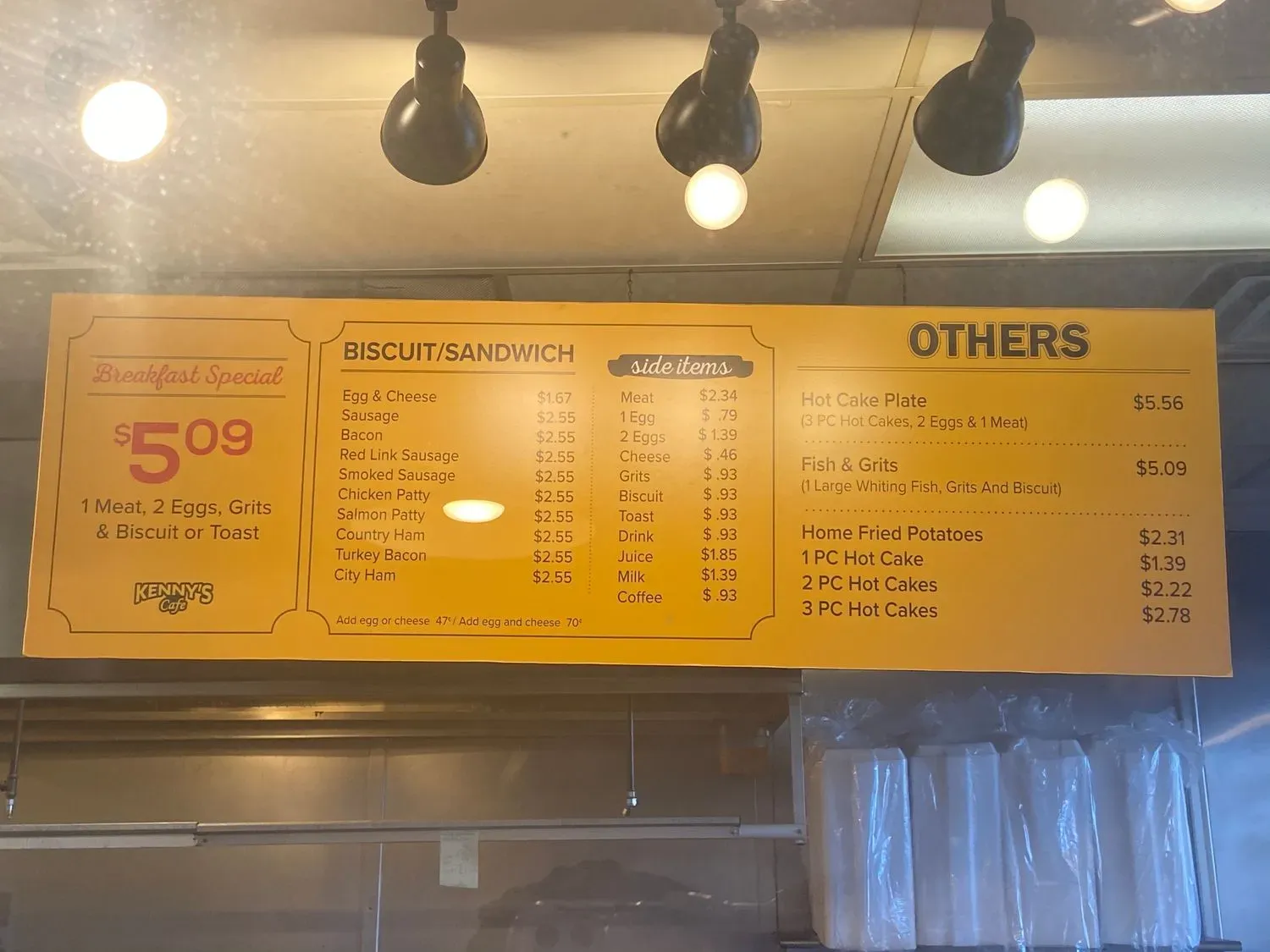Kenny's Cafe Menu - Updated November 2025
