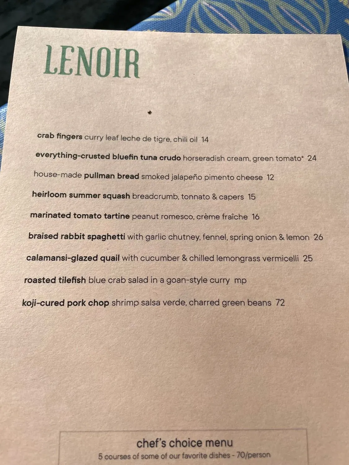 Menu 5