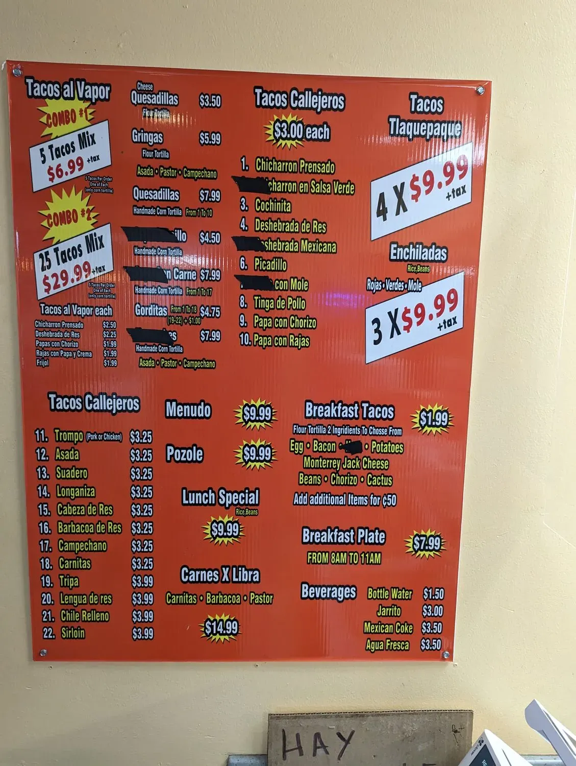 Regios Tacos a Vapor Menu - Updated November 2025