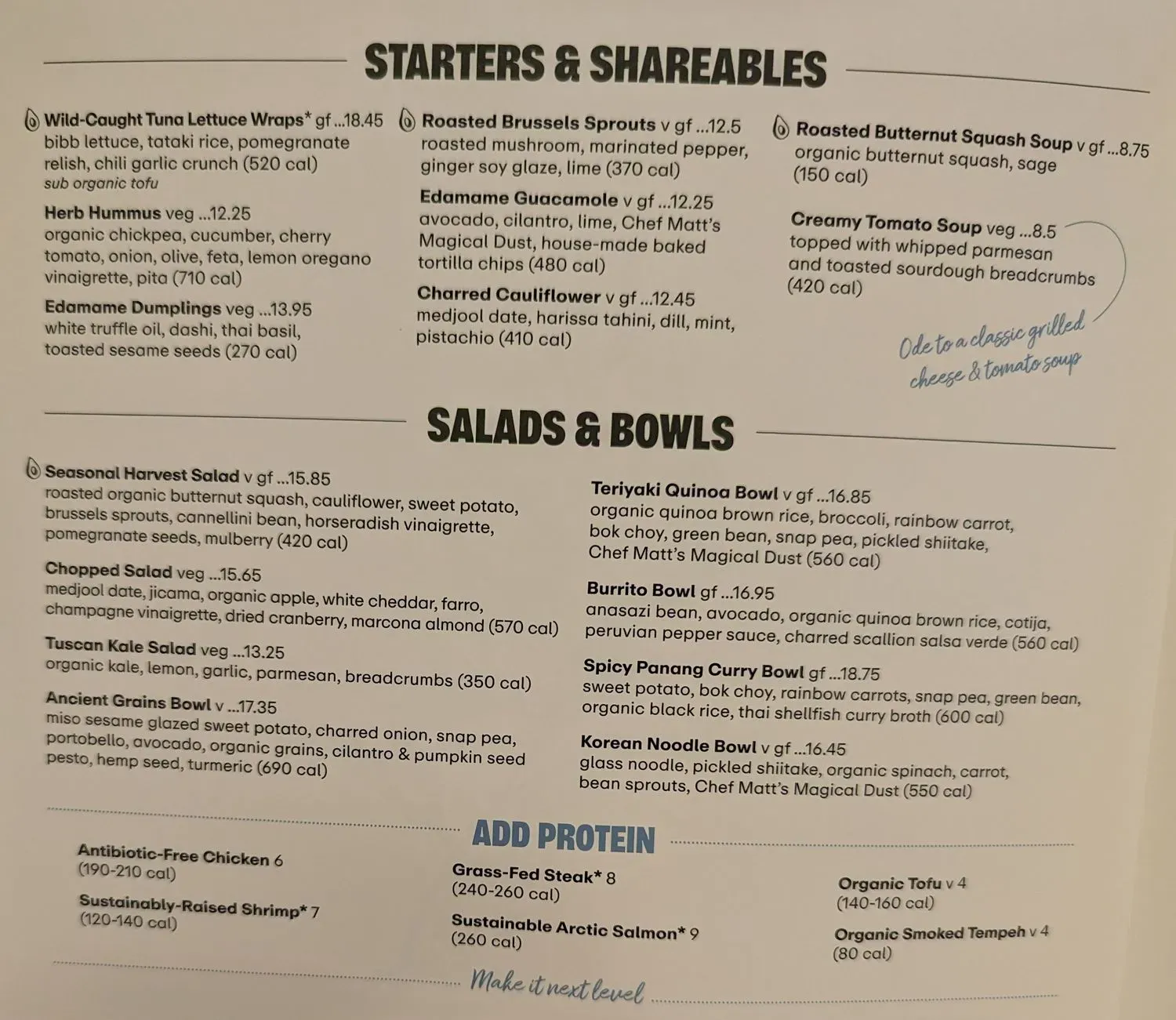 True Food Kitchen Menu - Updated November 2025